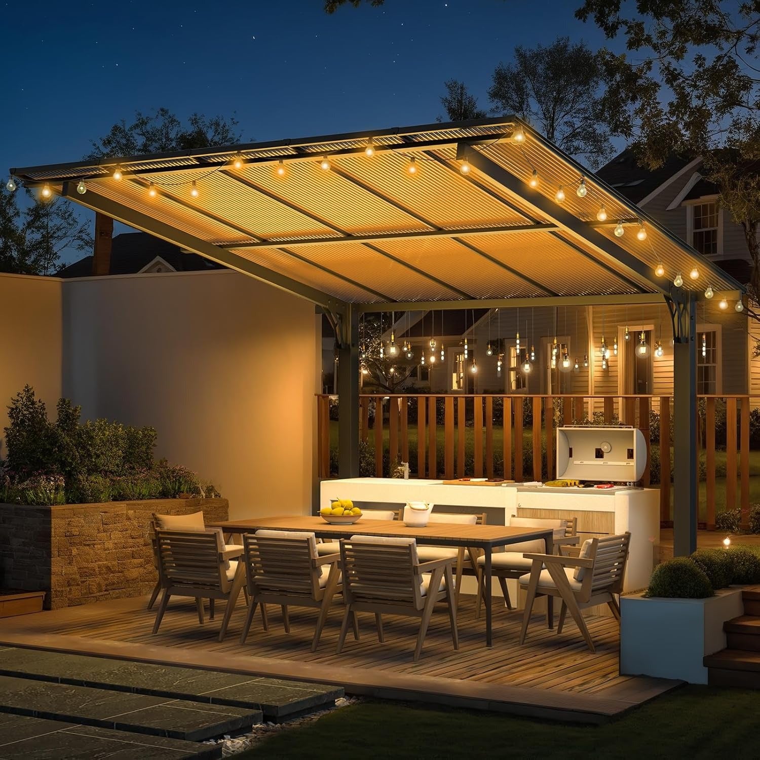 NetSo Outdoor Gazebo Pergola 10' x 10' - Durable Hard Top for Patio Protection
