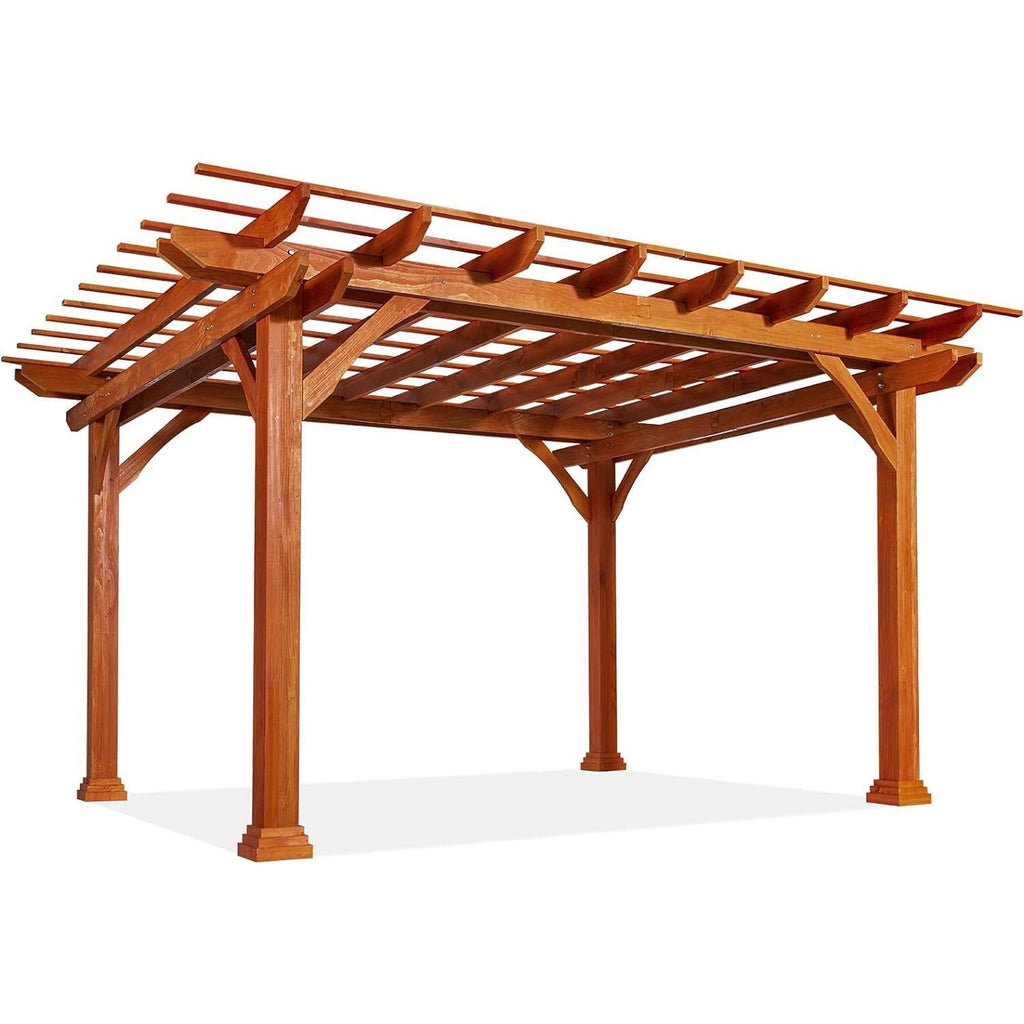 NetSo Wood Pergola 12'x10' - Stylish Outdoor Gazebo for Patio and Garden Use