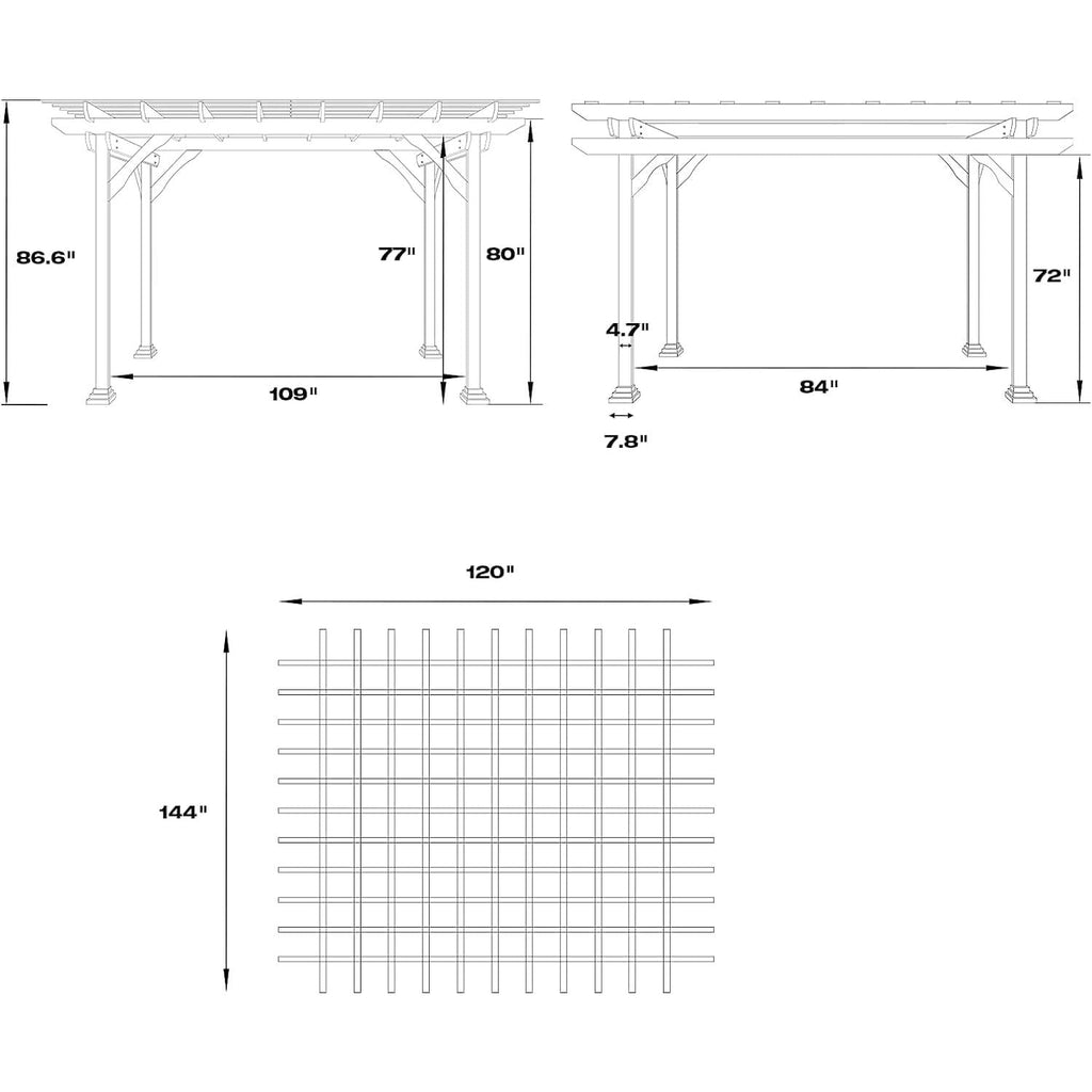 NetSo Wood Pergola 12'x10' - Stylish Outdoor Gazebo for Patio and Garden Use