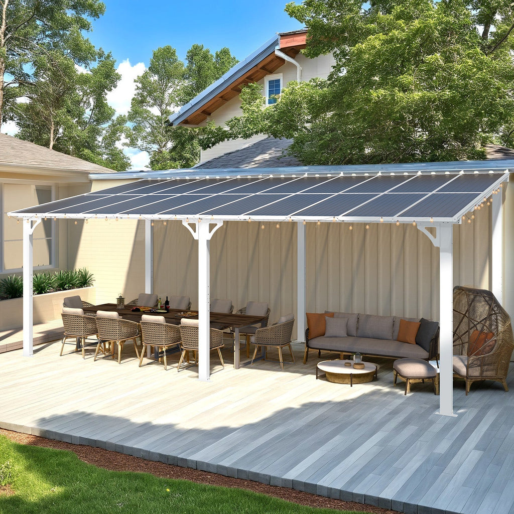 NetSo Wall Mounted Gazebo Pergola 20'x10' White - Durable Outdoor Shade Solution