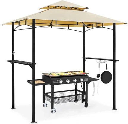 NetSo Grill Gazebo 8'x5' Beige Outdoor Patio BBQ Grill Shelter - Durable Protection