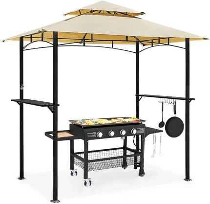 NetSo Grill Gazebo 8'x5' Beige Outdoor Patio BBQ Grill Shelter - Durable Protection