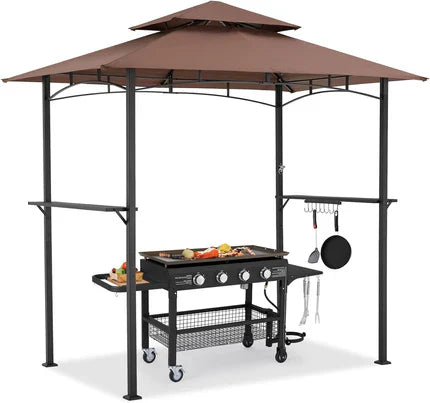 NetSo Grill Gazebo 8'x5' Outdoor Patio BBQ Shelter Brown - Durable Protection for Grilling