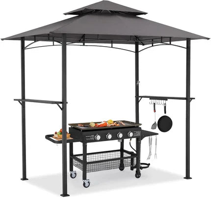NetSo Grill Gazebo 8'x5' Outdoor Patio BBQ Shelter Dark Gray - Durable Weather Protection