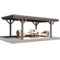 NetSo Wooden Gazebo Pavilion 17ft x 12ft - Durable Outdoor Carport for All Seasons