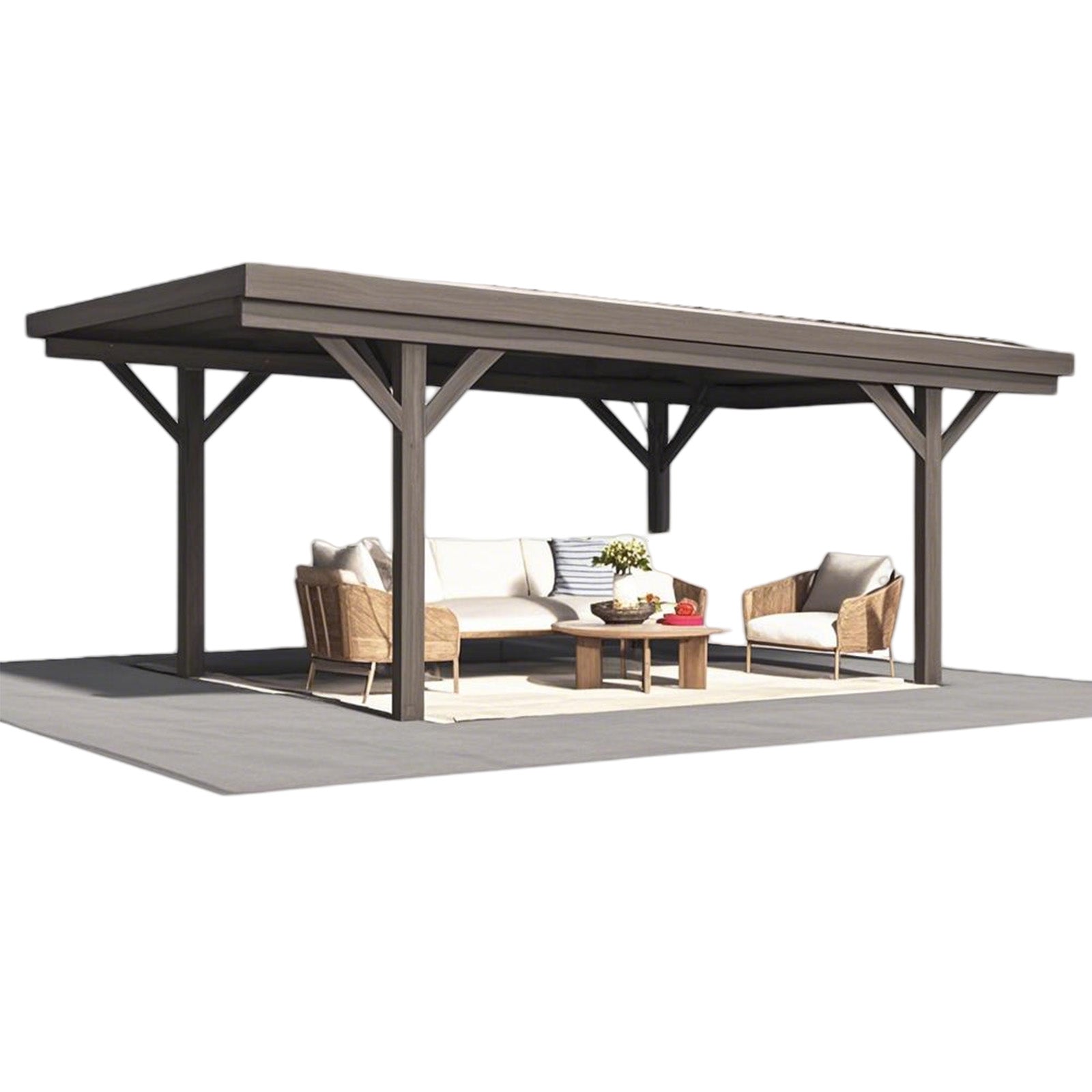 NetSo Wooden Gazebo Pavilion 17ft x 12ft - Durable Outdoor Carport for All Seasons