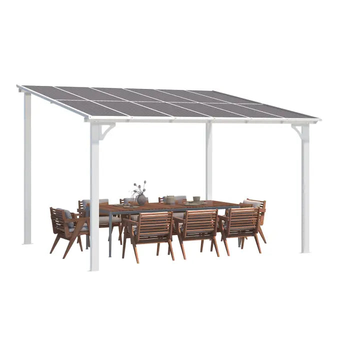 NetSo Wall Mounted Gazebo Pergola 12'x10' White - Durable Outdoor Shade Solution