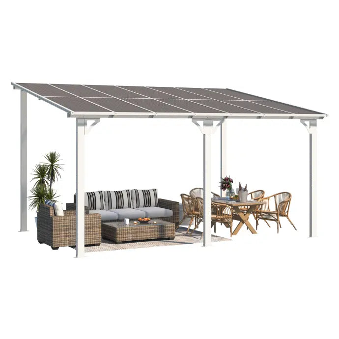 NetSo Wall Mounted Gazebo Pergola 14'x10' White - Durable Outdoor Shade Solution