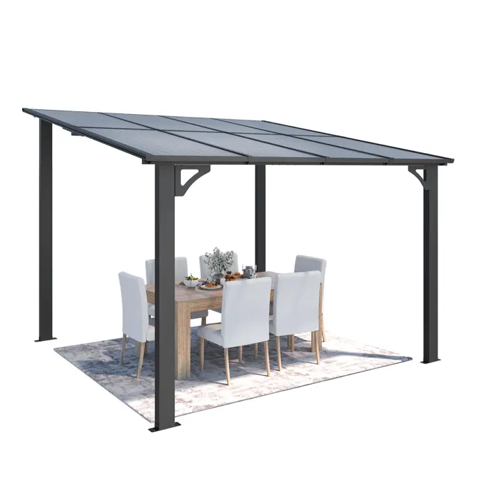 NetSo Wall Mounted Gazebo Pergola 8'x8' Dark - Perfect Outdoor Shade Solution