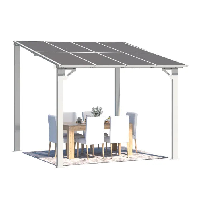 NetSo Wall Mounted Gazebo Pergola 8'x8' White - Elegant Outdoor Shade Solution