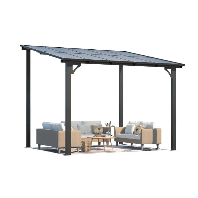 NetSo Wall Mounted Gazebo Pergola 10'x8' Dark - Durable Outdoor Shade Solution