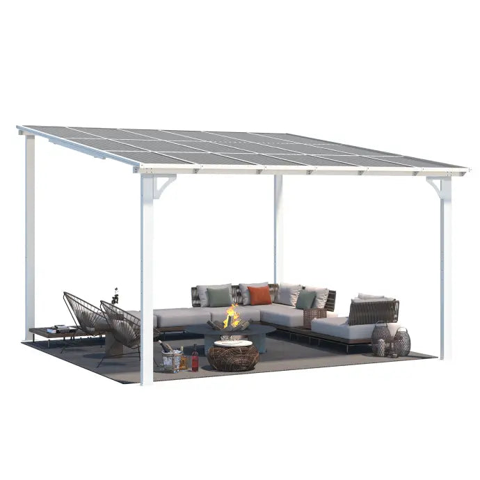 NetSo Wall Mounted Gazebo Pergola 12'x12' White - Durable Outdoor Shade Solution