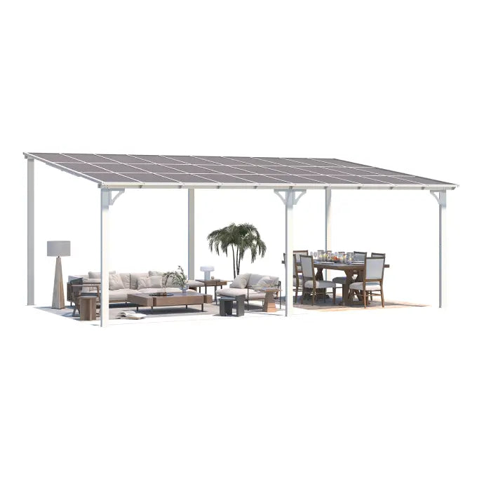 NetSo Wall Mounted Gazebo Pergola 20'x12' White - Durable Outdoor Shelter Solution
