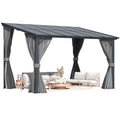 AECOJOY 12'x8' Wall Gazebo with Curtains and Mosquito Netting, Gray