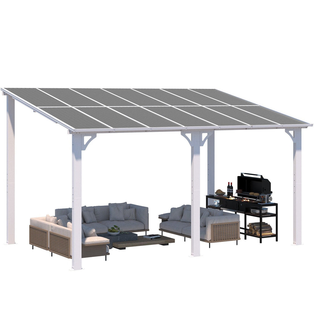 NetSo Wall Mounted Gazebo Pergola 14'x8' White - Durable Outdoor Shelter Solution