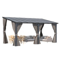 NetSo Wall Gazebo 16'x8' Gray with Curtains and Mosquito Netting - Outdoor Protection