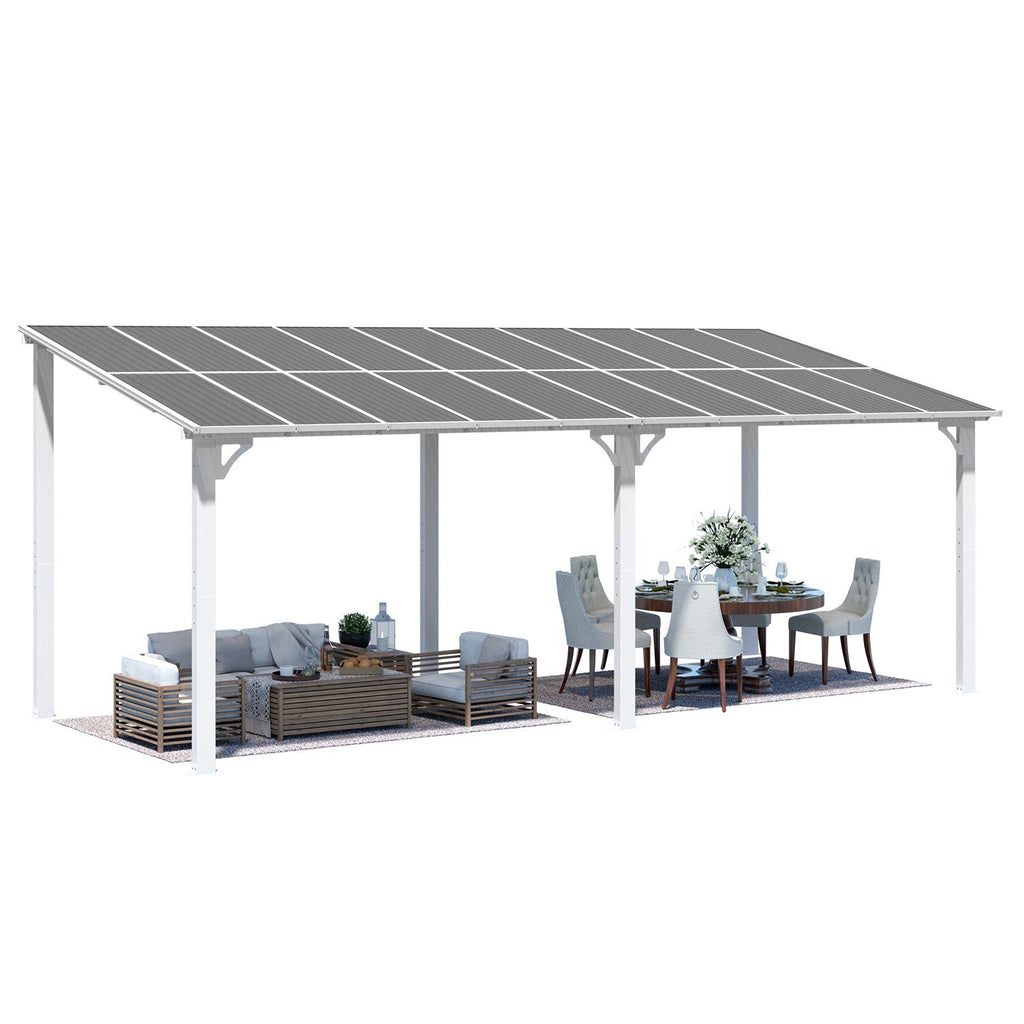 NetSo Wall Mounted Gazebo Pergola 20'x8' White - Enhance Your Outdoor Space