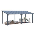 NetSo Wall Mounted Gazebo Pergola 20'x8' Dark - Durable Shade for Outdoor Spaces