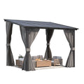 NetSo Wall Gazebo 10'x8' Gray with Curtains and Mosquito Netting - Outdoor Comfort