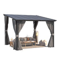 NetSo Wall Gazebo 10'x10' Gray with Curtains and Mosquito Netting - Perfect Outdoor Shelter