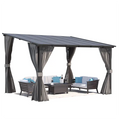 NetSo Wall Gazebo 12'x10' Gray with Curtains and Mosquito Netting - Outdoor Protection
