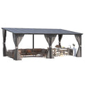 NetSo Wall Gazebo 20'x12' Gray with Curtains and Mosquito Netting - Outdoor Shade Solution