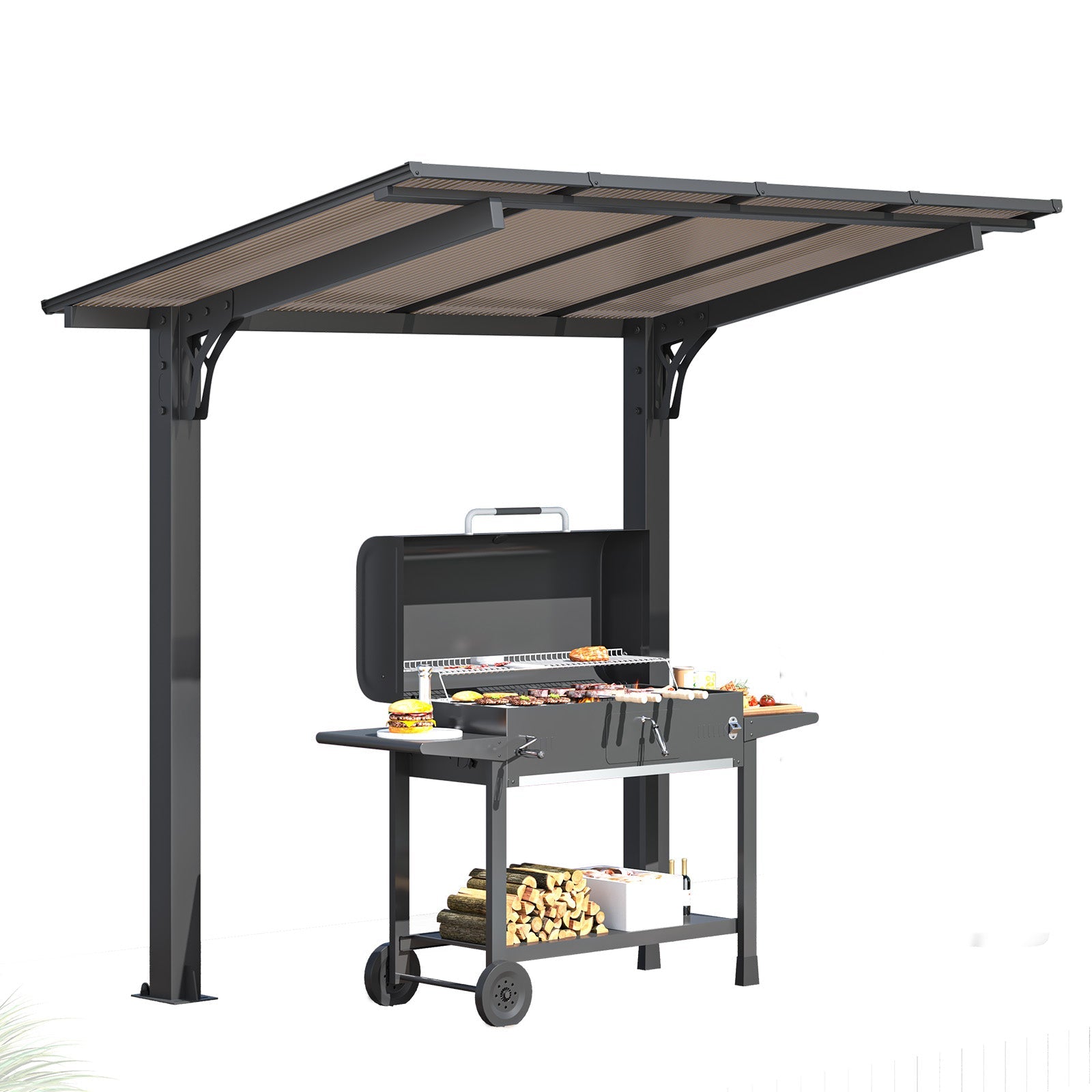 NetSo Gazebo 8' x 5' Hard Top Pergola - Durable Outdoor Structure for Patio and Grill Use
