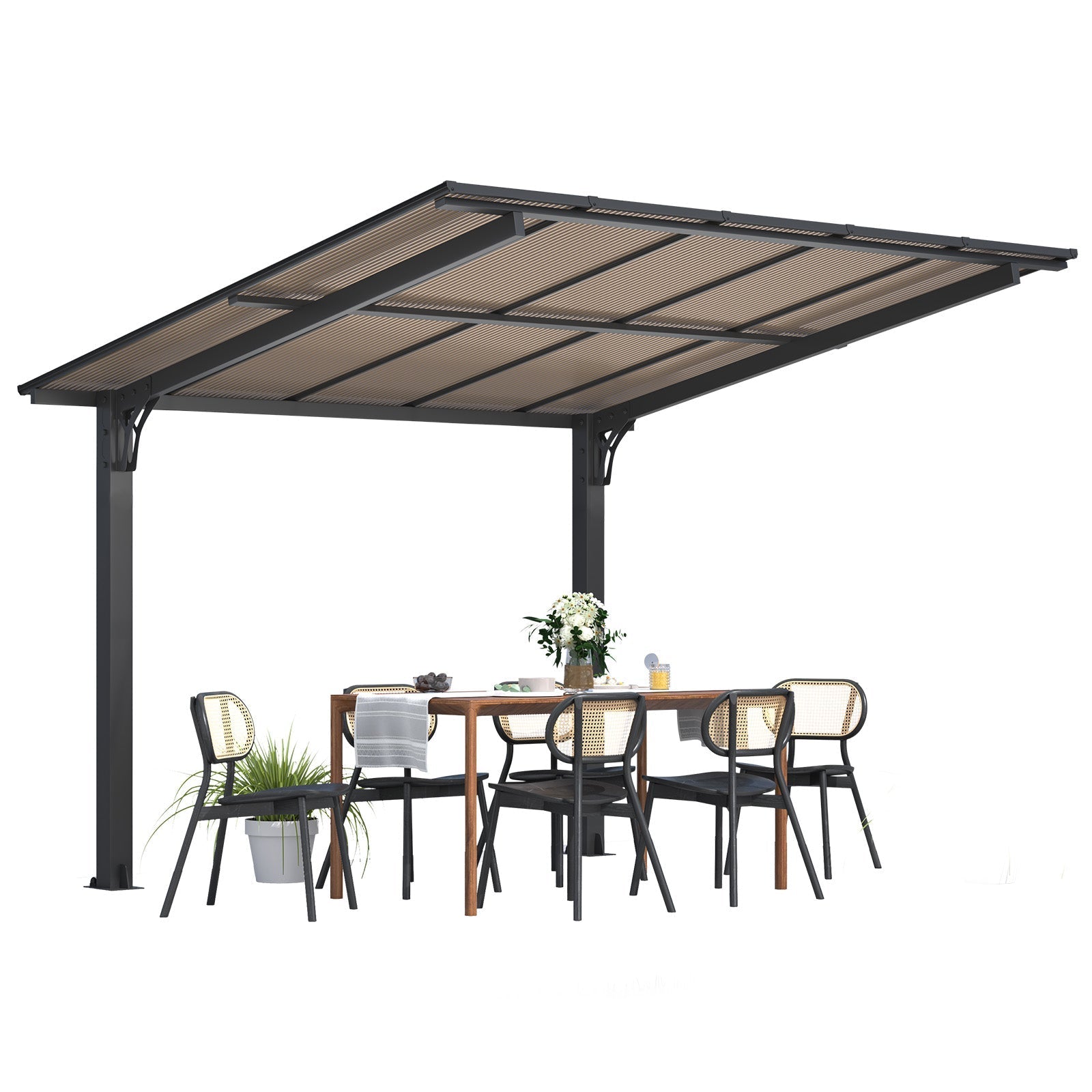 NetSo Gazebo 10' x 8' Outdoor Pergola - Durable Hard Top for Patio Use