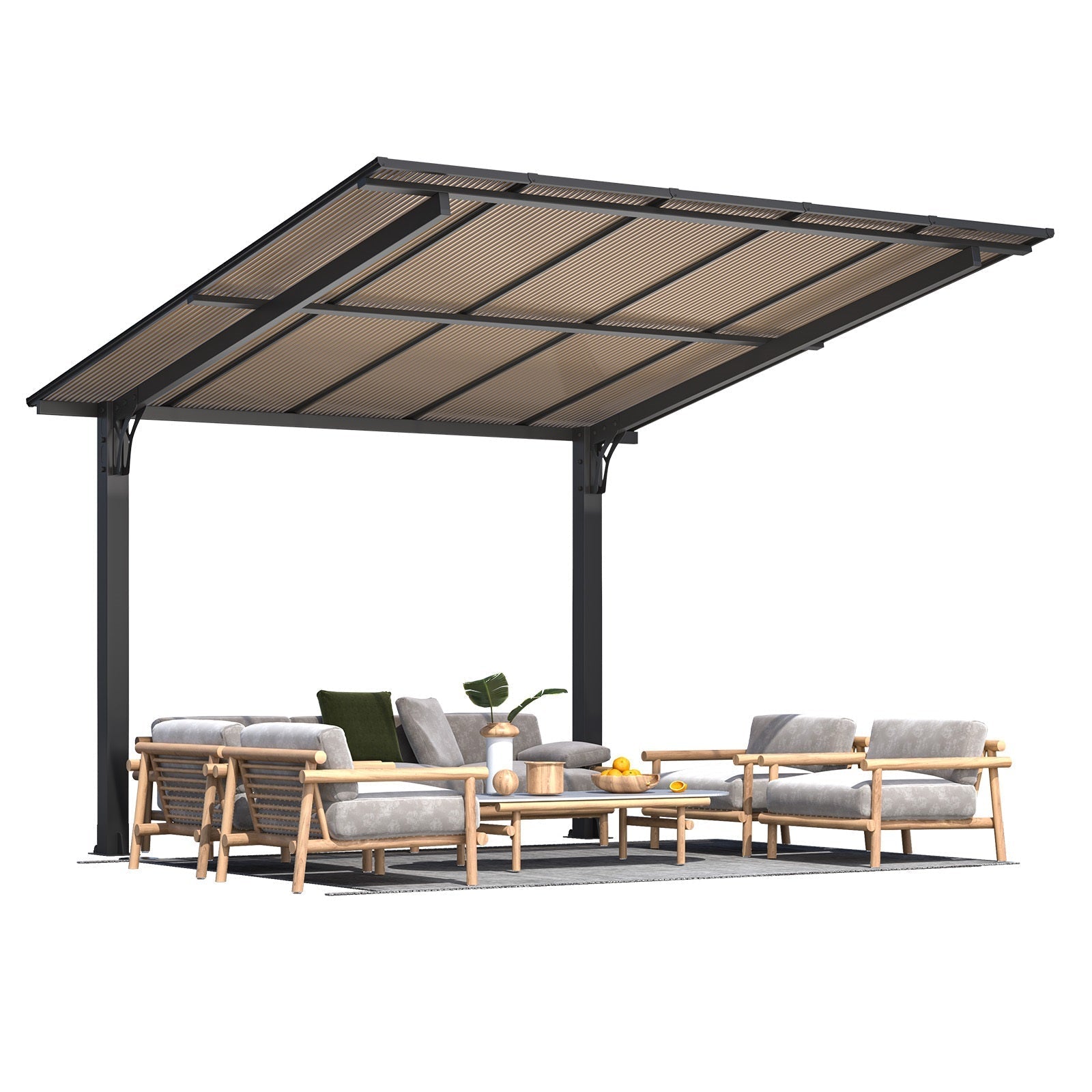 NetSo Outdoor Gazebo Pergola 10' x 10' - Durable Hard Top for Patio Protection