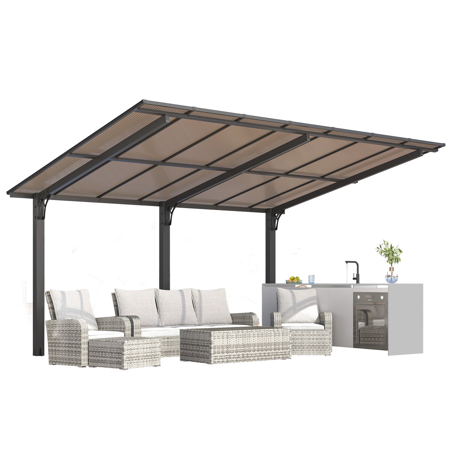 NetSo Gazebo 14' x 10' Hard Top Patio Pergola - Durable Outdoor Shelter Solution