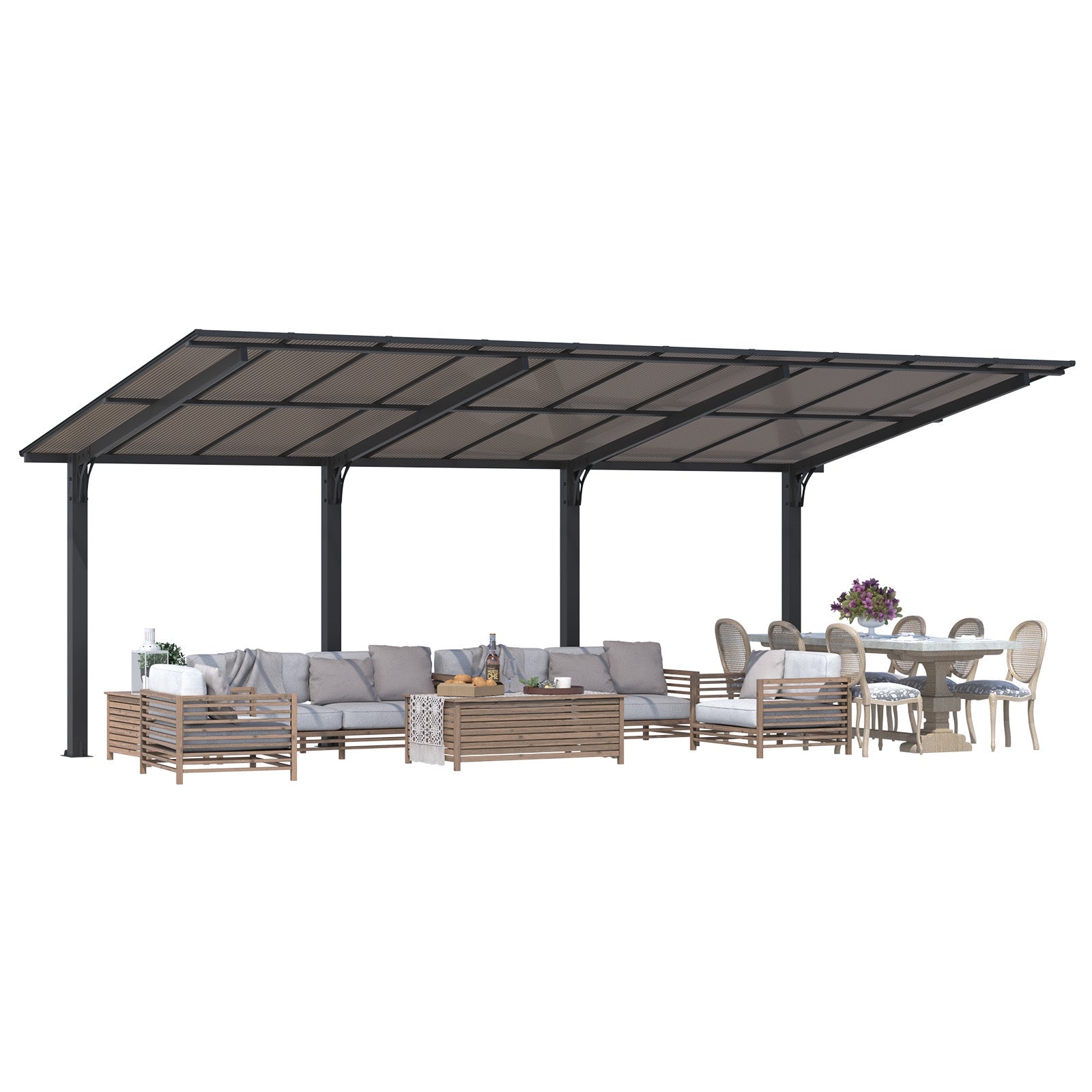 NetSo Outdoor Gazebo 20' x 10' - Large Pergola Carport for Patio Shade and Protection