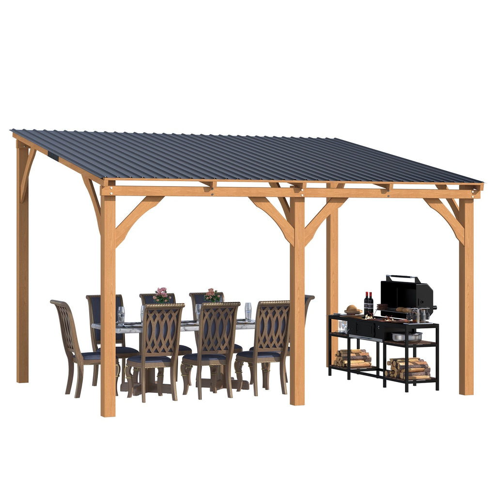 NetSo Outdoor Wooden Gazebo 12' x 10' - Durable Hardtop for Patio Relaxation