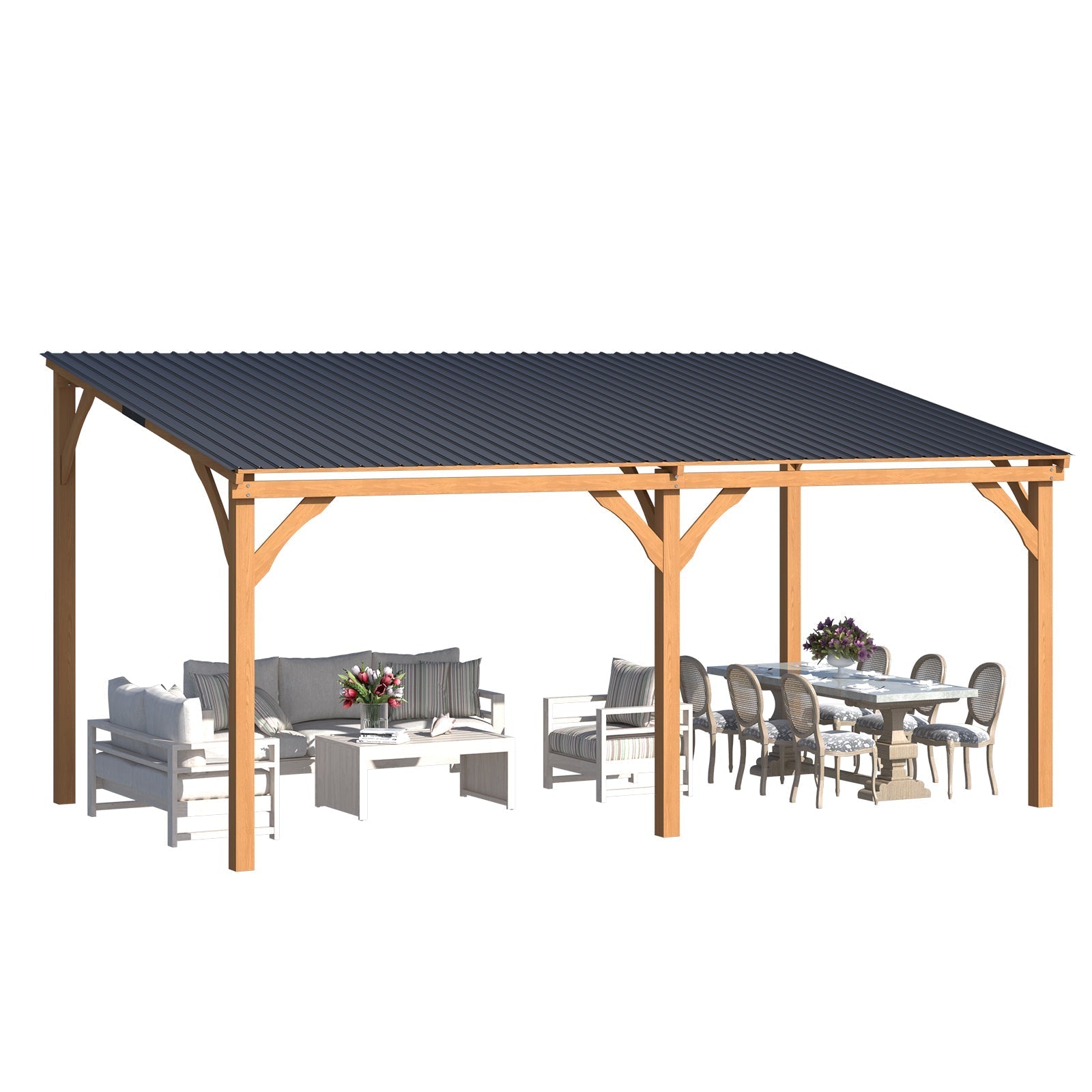 NetSo Outdoor Wooden Gazebo 16' x 10' - Durable Hardtop for Stylish Patios