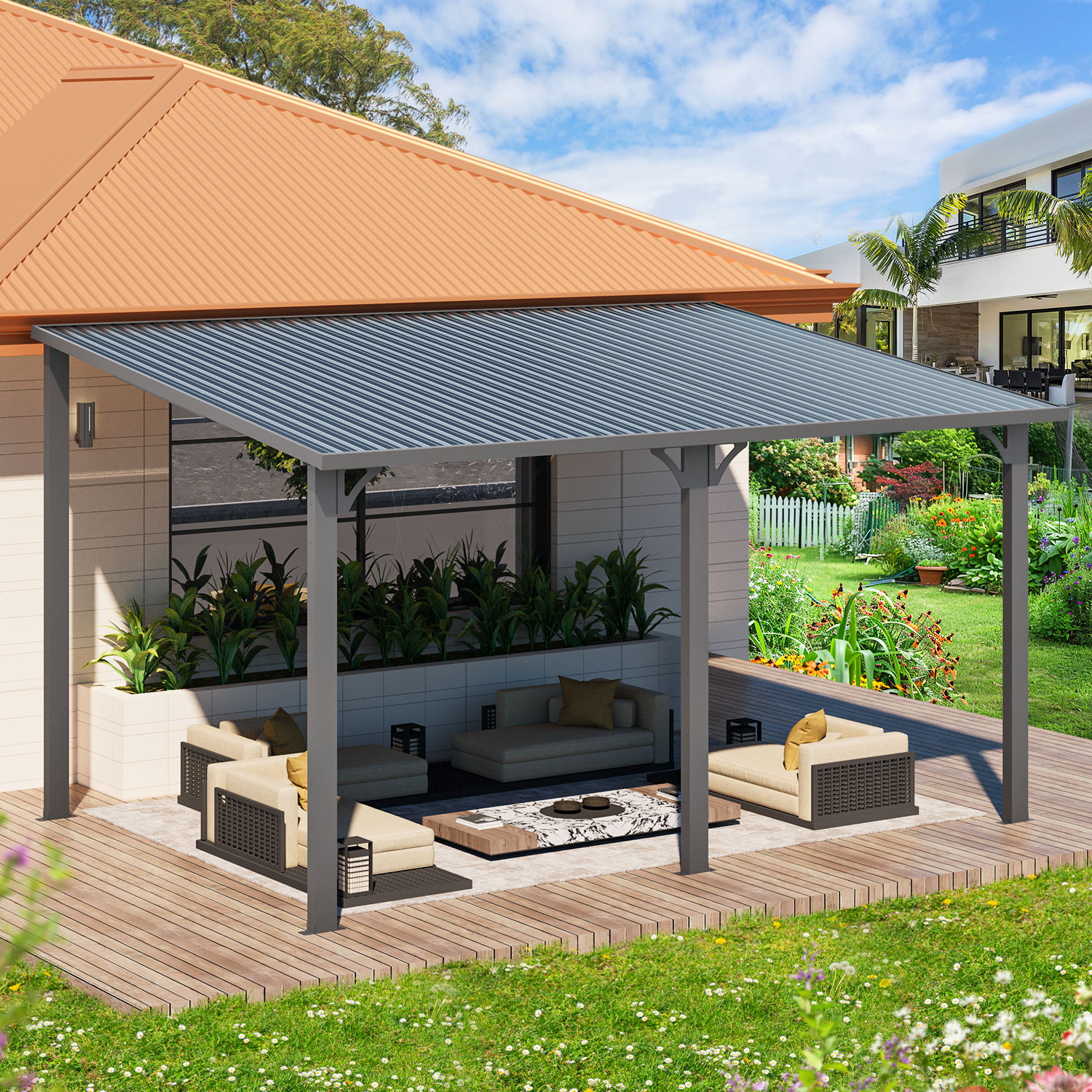 NetSo Hardtop Gazebo 14'X10' Metal Pergola - Durable Outdoor Shelter Solution