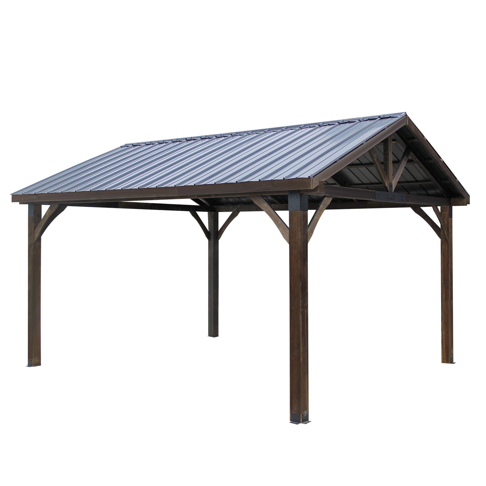 NetSo Hard-Top Gazebo 14' x 12' Wooden Outdoor Pergola - Durable and Stylish Shelter