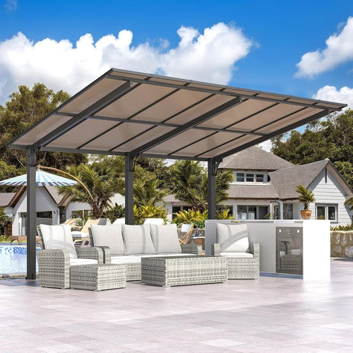 NetSo Gazebo 14' x 10' Hard Top Patio Pergola - Durable Outdoor Shelter Solution