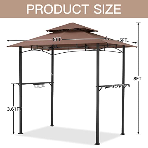 NetSo Grill Gazebo 8'x5' Outdoor Patio BBQ Shelter Brown - Durable Protection for Grilling