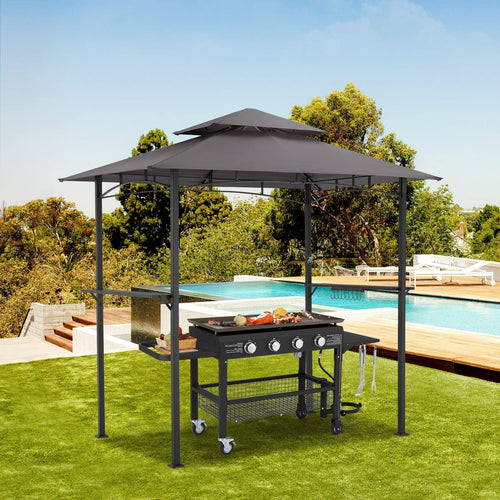 NetSo Grill Gazebo 8'x5' Outdoor Patio BBQ Shelter Dark Gray - Durable Weather Protection