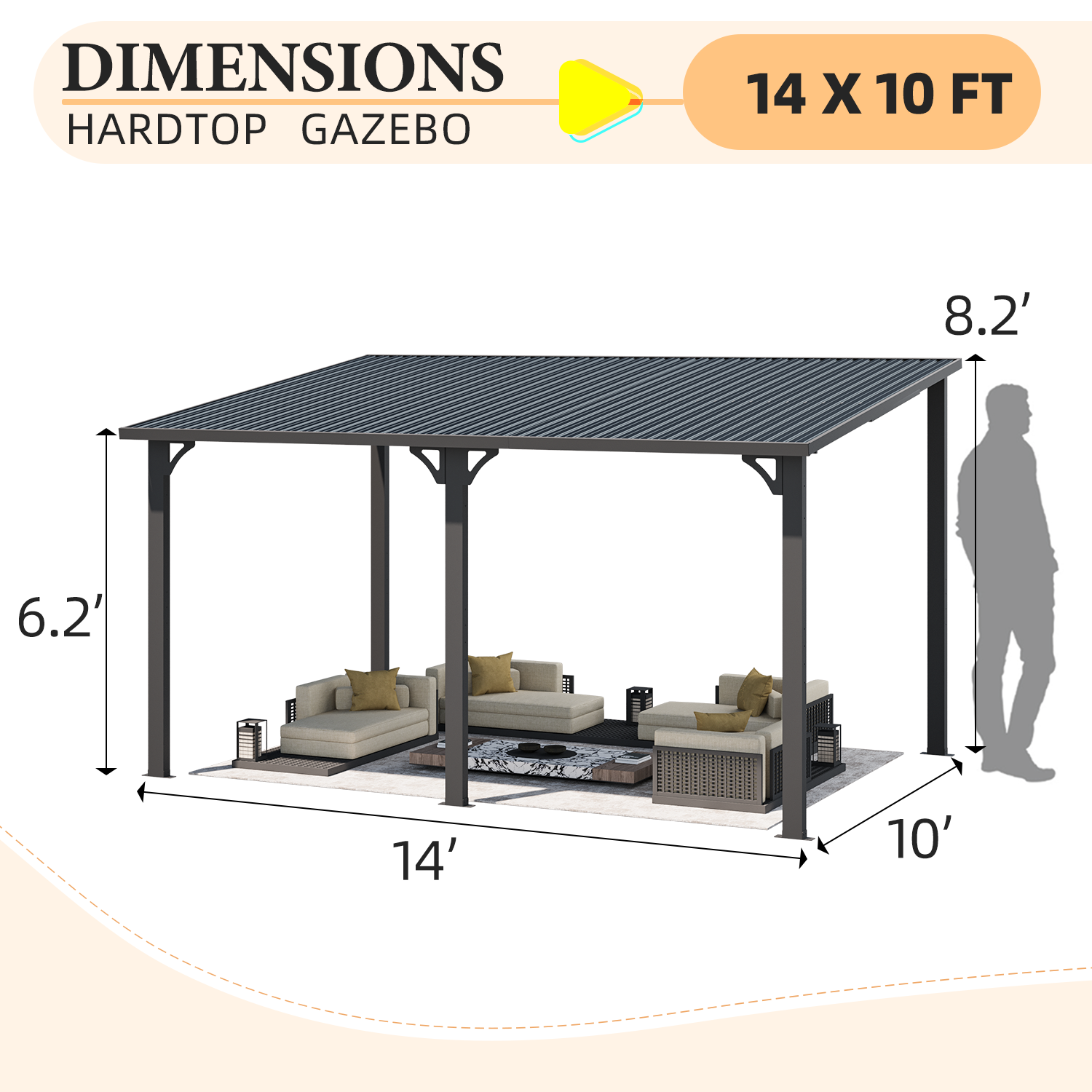 NetSo Hardtop Gazebo 14'X10' Metal Pergola - Durable Outdoor Shelter Solution