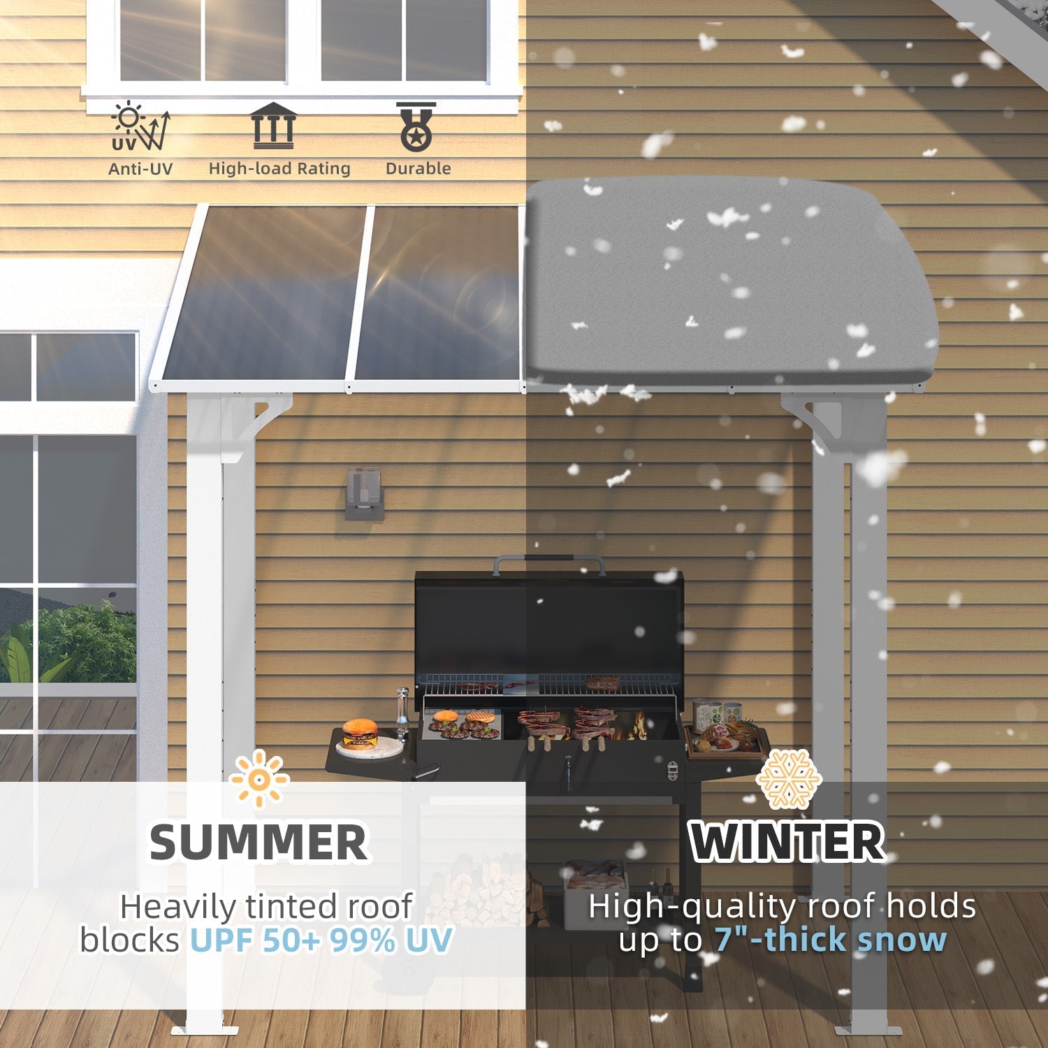 NetSo Wall Mounted Gazebo Pergola 8' x 5' White - Durable Outdoor Shade Solution