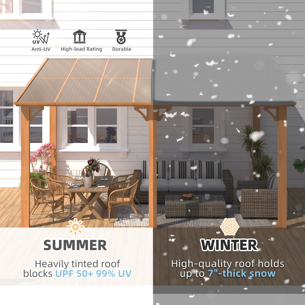 AECOJOY 14'x10' Wall Mounted Gazebos Pergola, Wood Grain