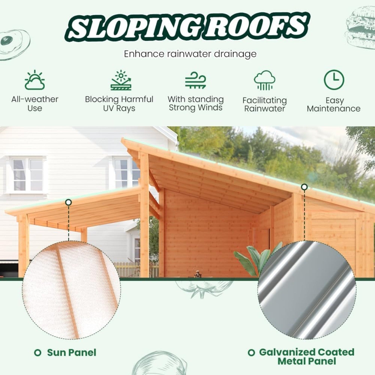 AECOJOY 20' × 12.5' Outdoor Wooden Gazebo with Storage Room