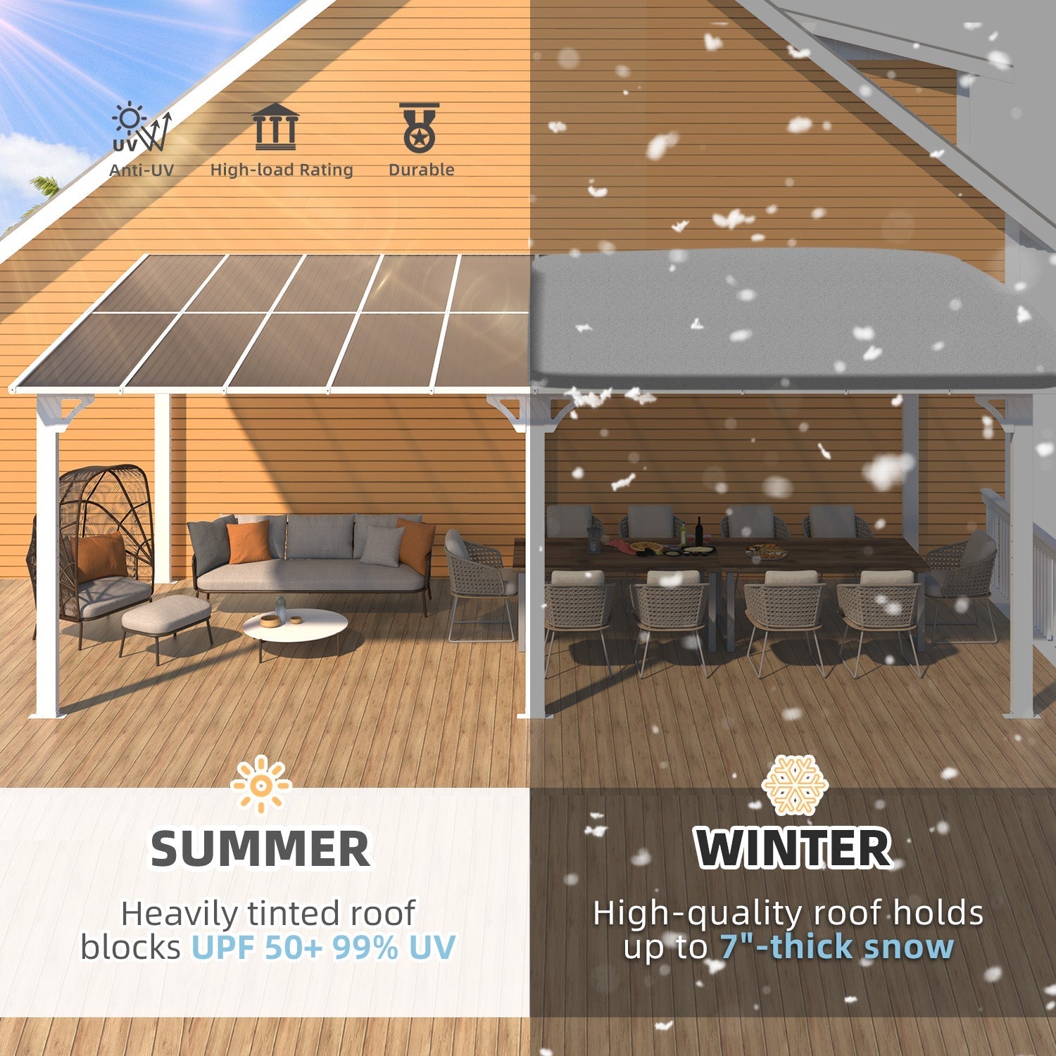 NetSo Wall Mounted Gazebo Pergola 20'x10' White - Durable Outdoor Shade Solution