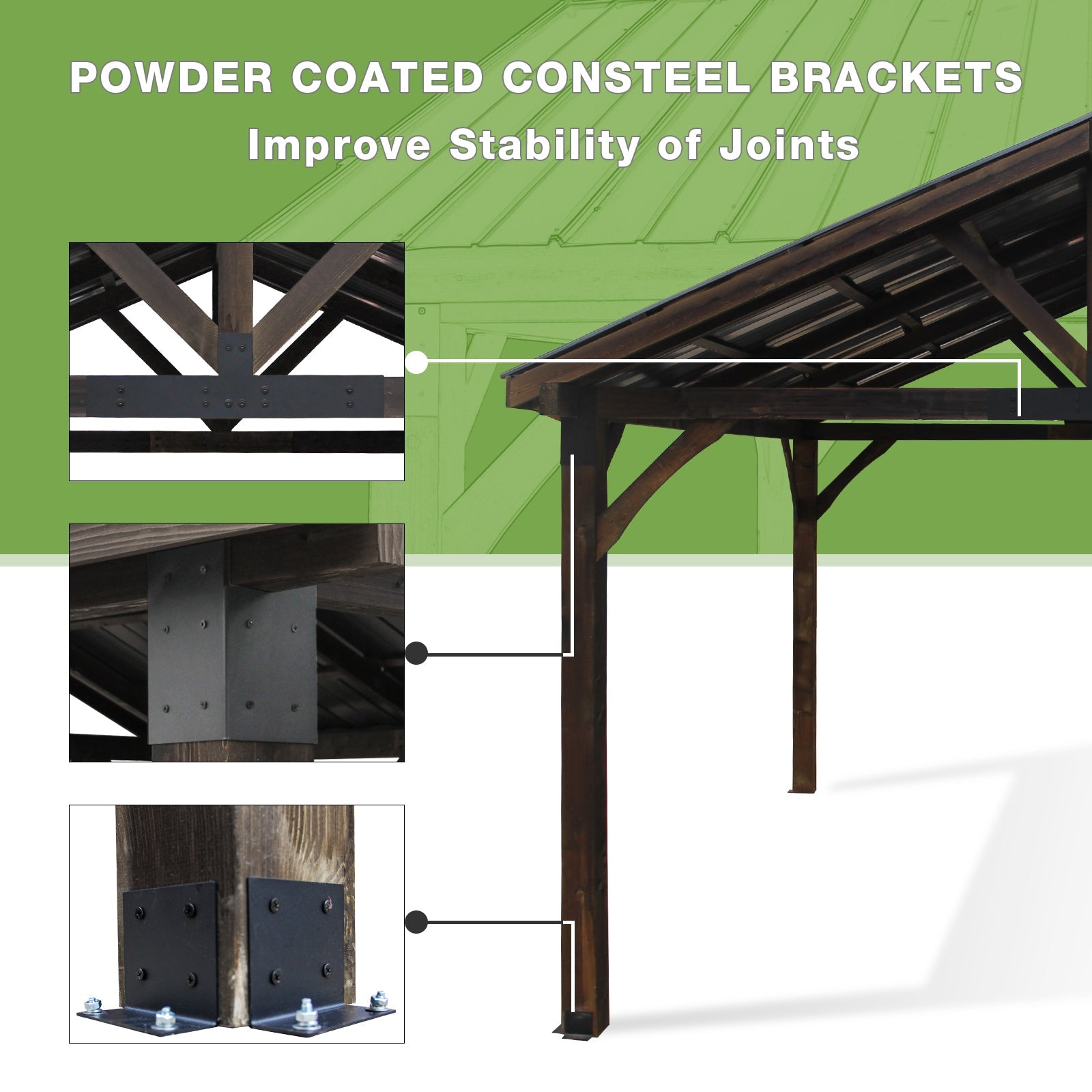 NetSo Hard-Top Gazebo 14' x 12' Wooden Outdoor Pergola - Durable and Stylish Shelter