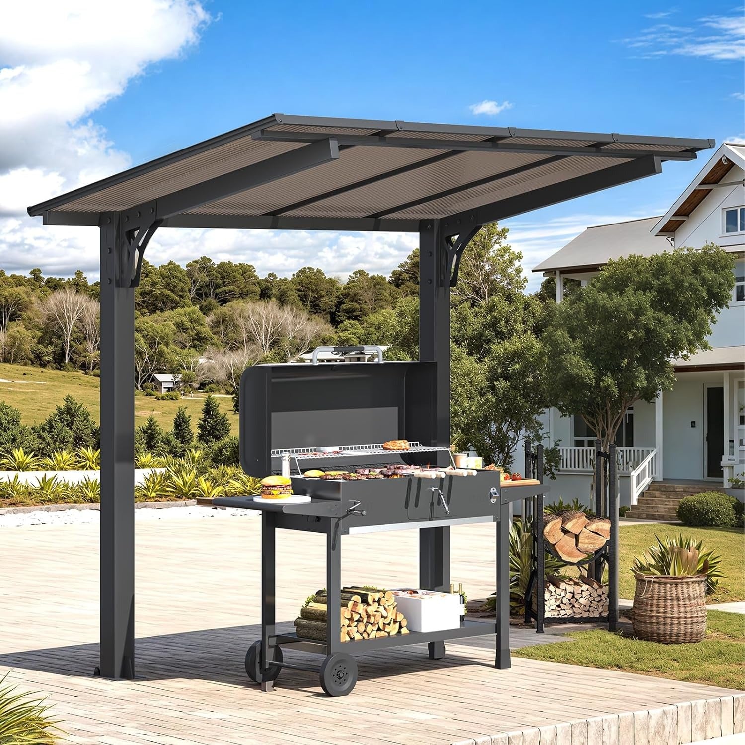 NetSo Gazebo 8' x 5' Hard Top Pergola - Durable Outdoor Structure for Patio and Grill Use