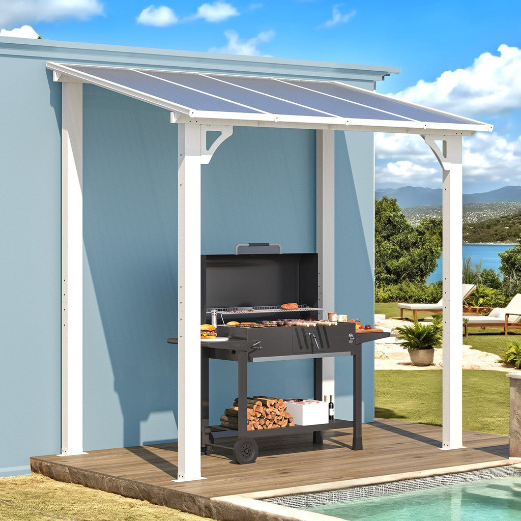 NetSo Wall Mounted Gazebo Pergola 8' x 5' White - Durable Outdoor Shade Solution