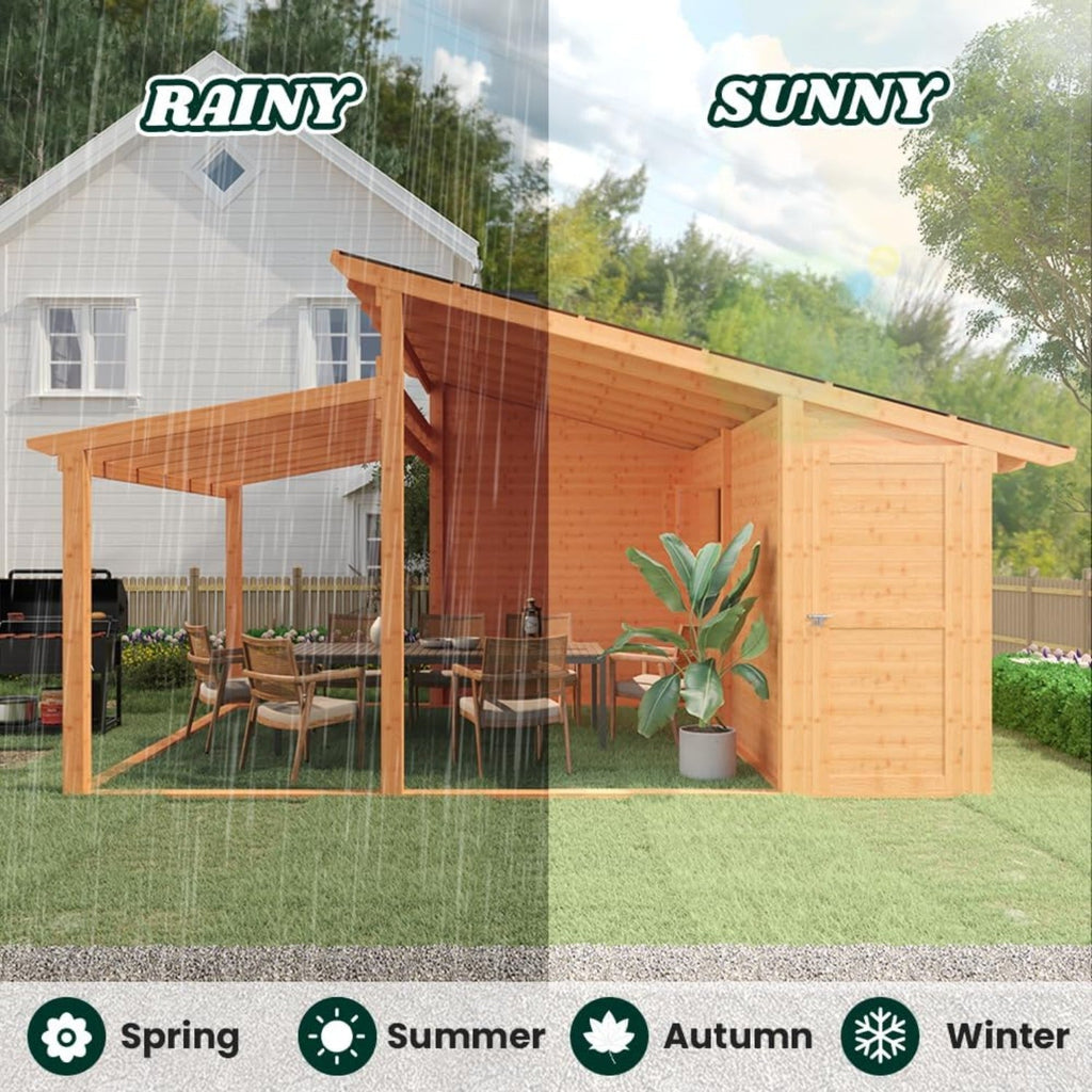 AECOJOY 20' × 12.5' Outdoor Wooden Gazebo with Storage Room