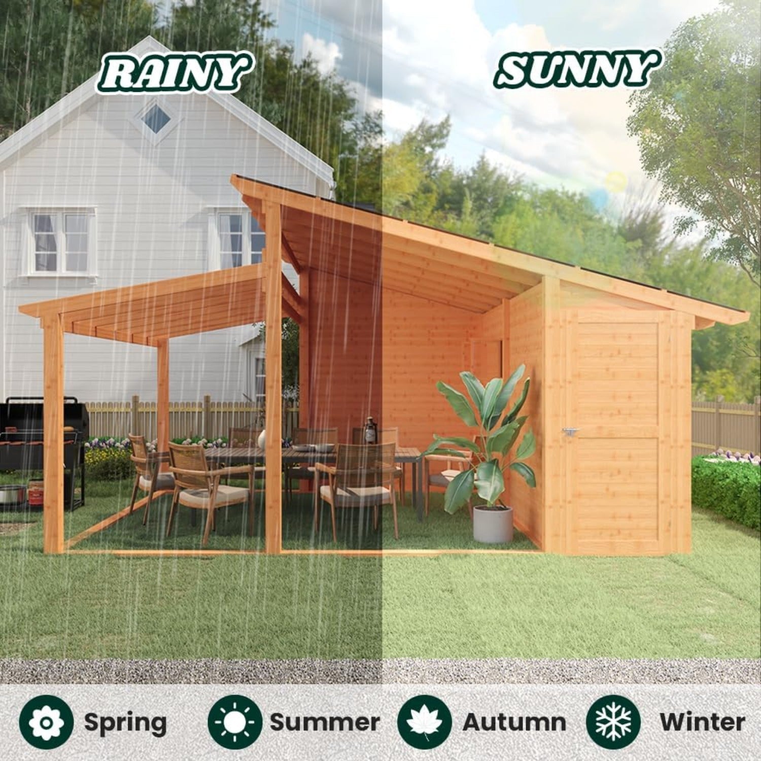 AECOJOY 20' × 12.5' Outdoor Wooden Gazebo with Storage Room