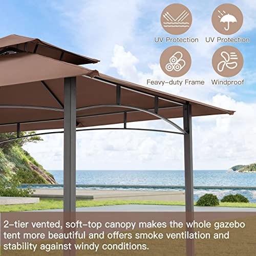 NetSo Grill Gazebo 8'x5' Outdoor Patio BBQ Shelter Brown - Durable Protection for Grilling