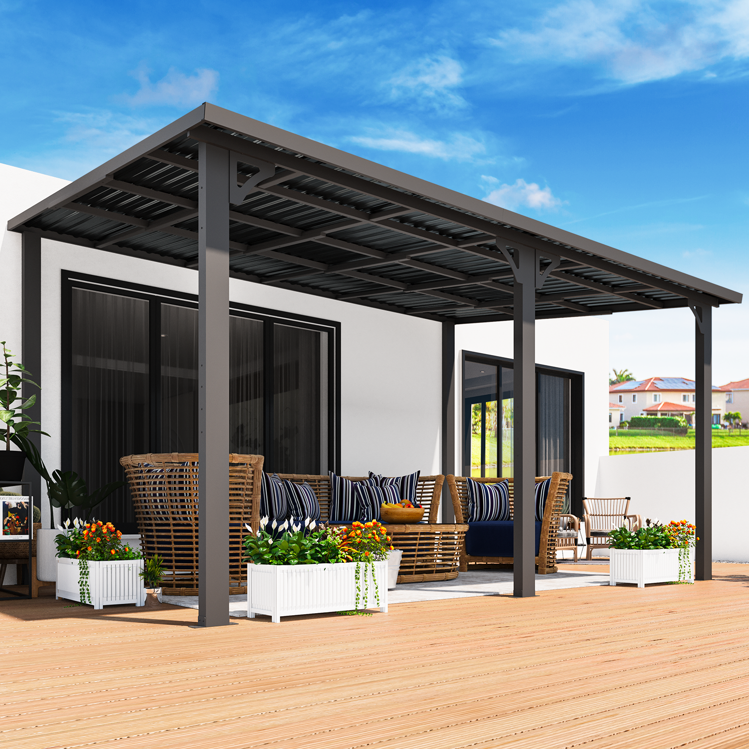 NetSo Hardtop Gazebo 14'X10' Metal Pergola - Durable Outdoor Shelter Solution